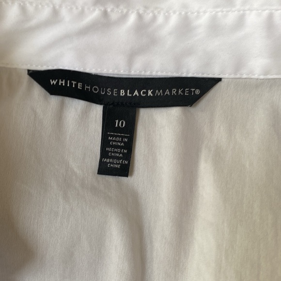 White House black market | white ruched blouse, Sz 10 - Picture 3 of 7